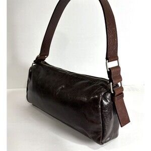 Sundance Belted Baguette Women's Leather Bag Dark Espresso Brown Purse